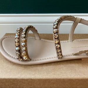 Anthropologie Crystal Encrusted Flat Sandals